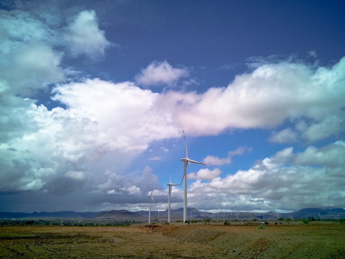Suzlon wind turbines at a wind power farm