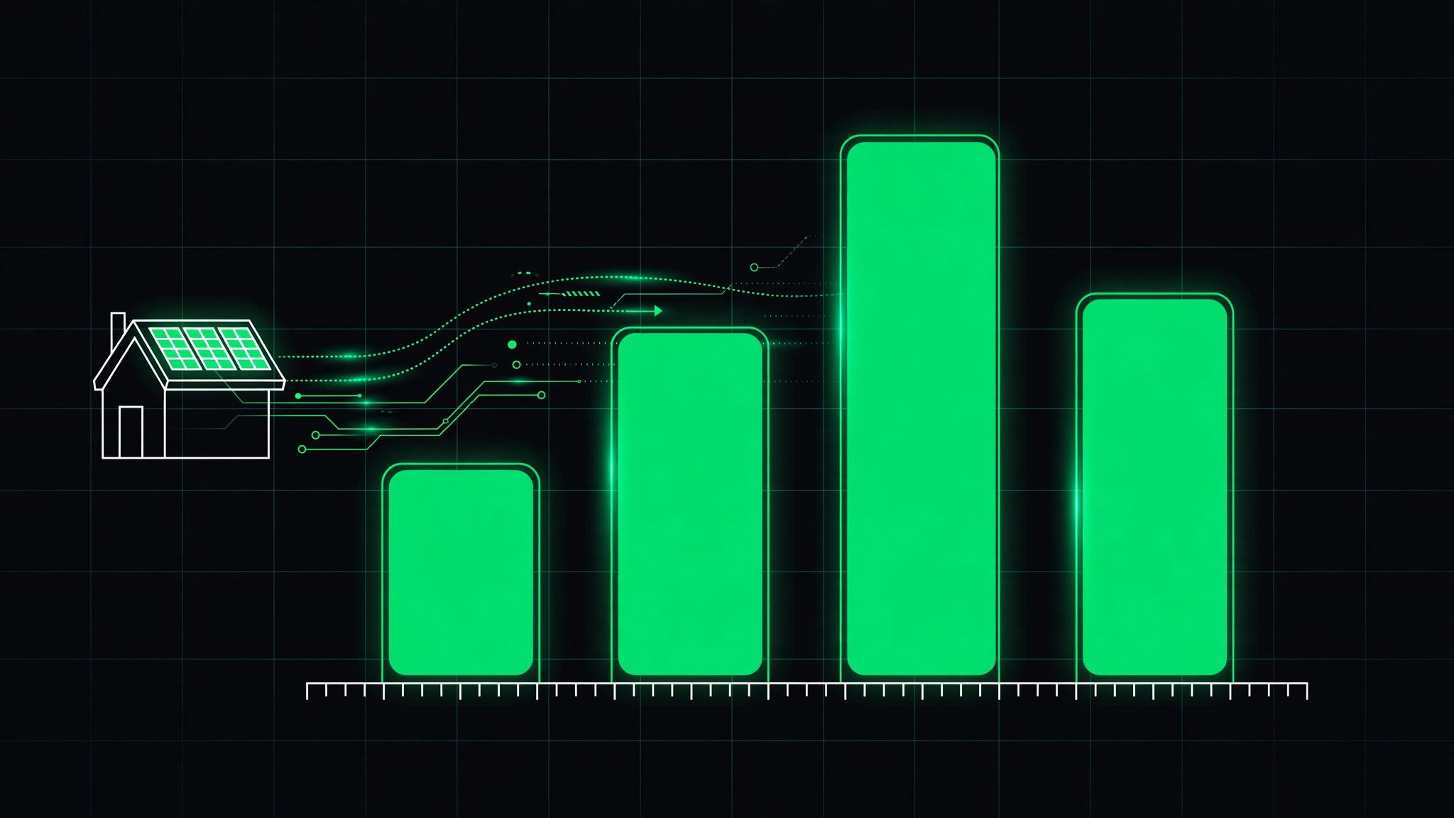 AI illustration of a 25-year cost comparison bar chart showing cash purchase, solar lease, PPA, and grid-only electricity costs