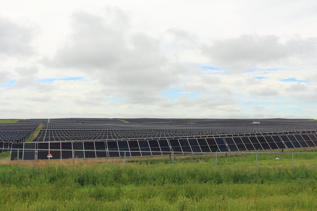Photovoltaic solar panels at the Travers Solar Farm in Alberta, Canada