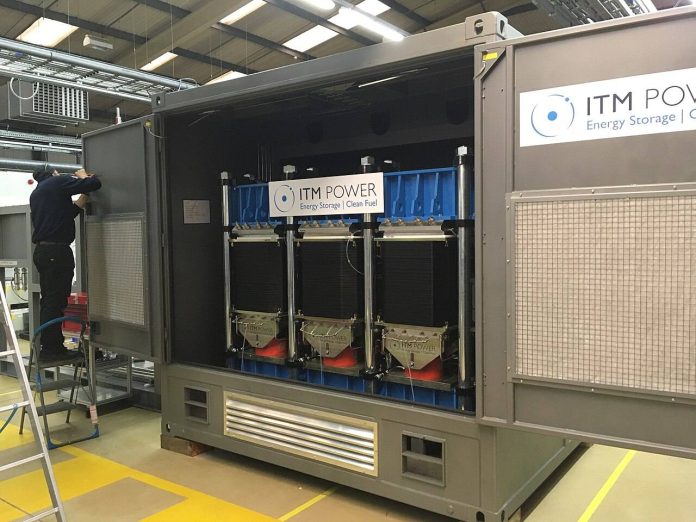 n02-hero An ITM Power electrolyser module being assembled — industrial equipment of the type Hynamics operates for low-carbon hydrogen production